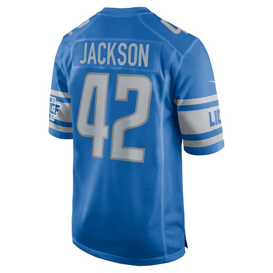 D.Lions #42 Justin Jackson Blue Player Game Jersey Stitched American Football Jerseys