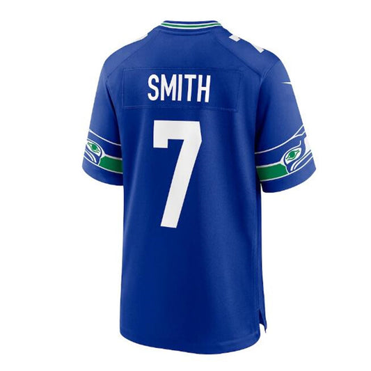 S.Seahawks #7 Geno Smith Throwback Player Game Jersey - Royal Stitched American Football Jerseys