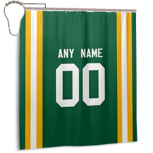Custom Football Green Bay Packers style personalized shower curtain custom design name and number set of 12 shower curtain hooks Rings