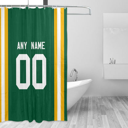 Custom Football Green Bay Packers style personalized shower curtain custom design name and number set of 12 shower curtain hooks Rings