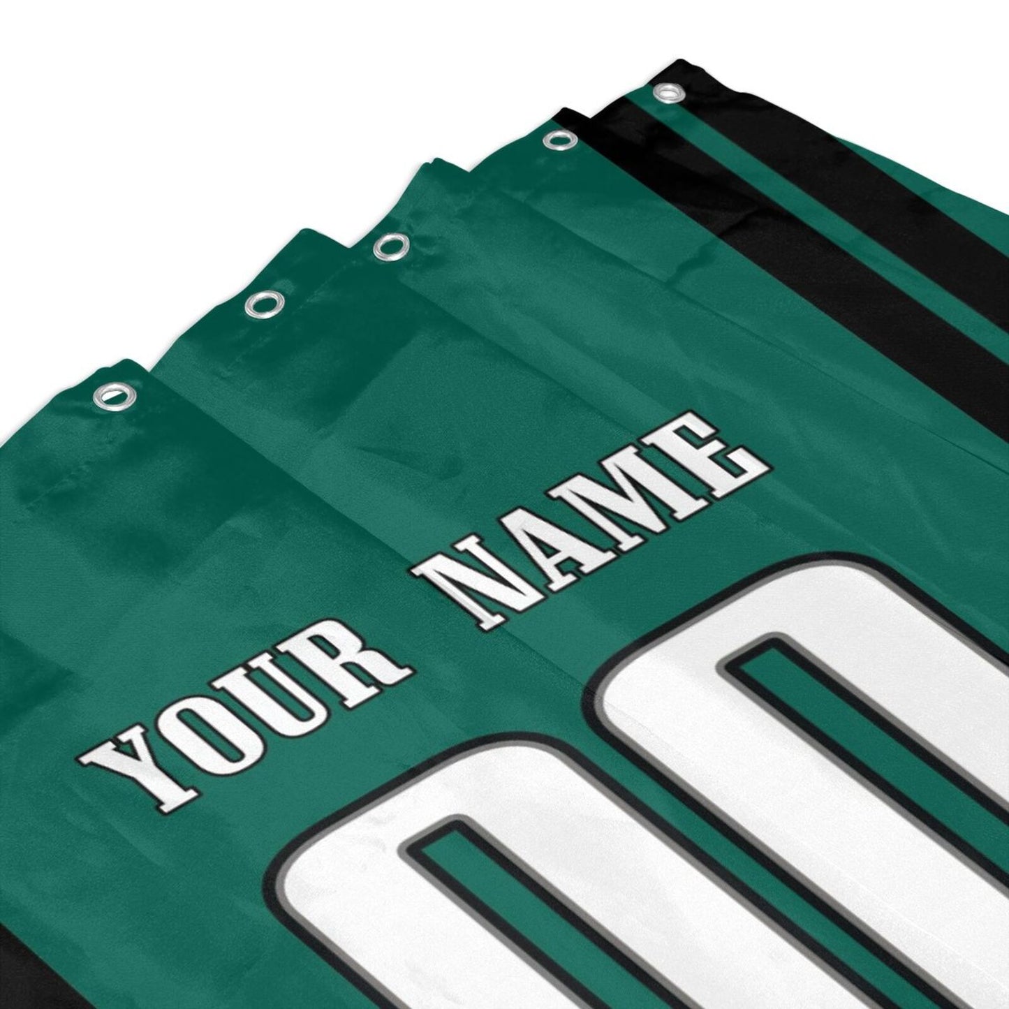 Custom Football Philadelphia Eagles style personalized shower curtain custom design name and number set of 12 shower curtain hooks Rings