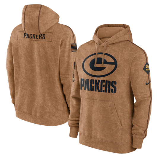 GB.Packers Blank Brown 2023 Salute To Service Club Pullover Hoodie