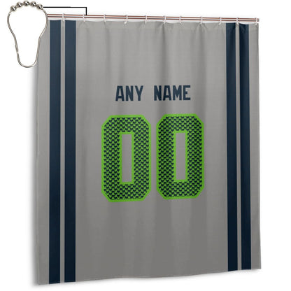 Custom Football Seattle Seahawks style personalized shower curtain custom design name and number set of 12 shower curtain hooks Rings