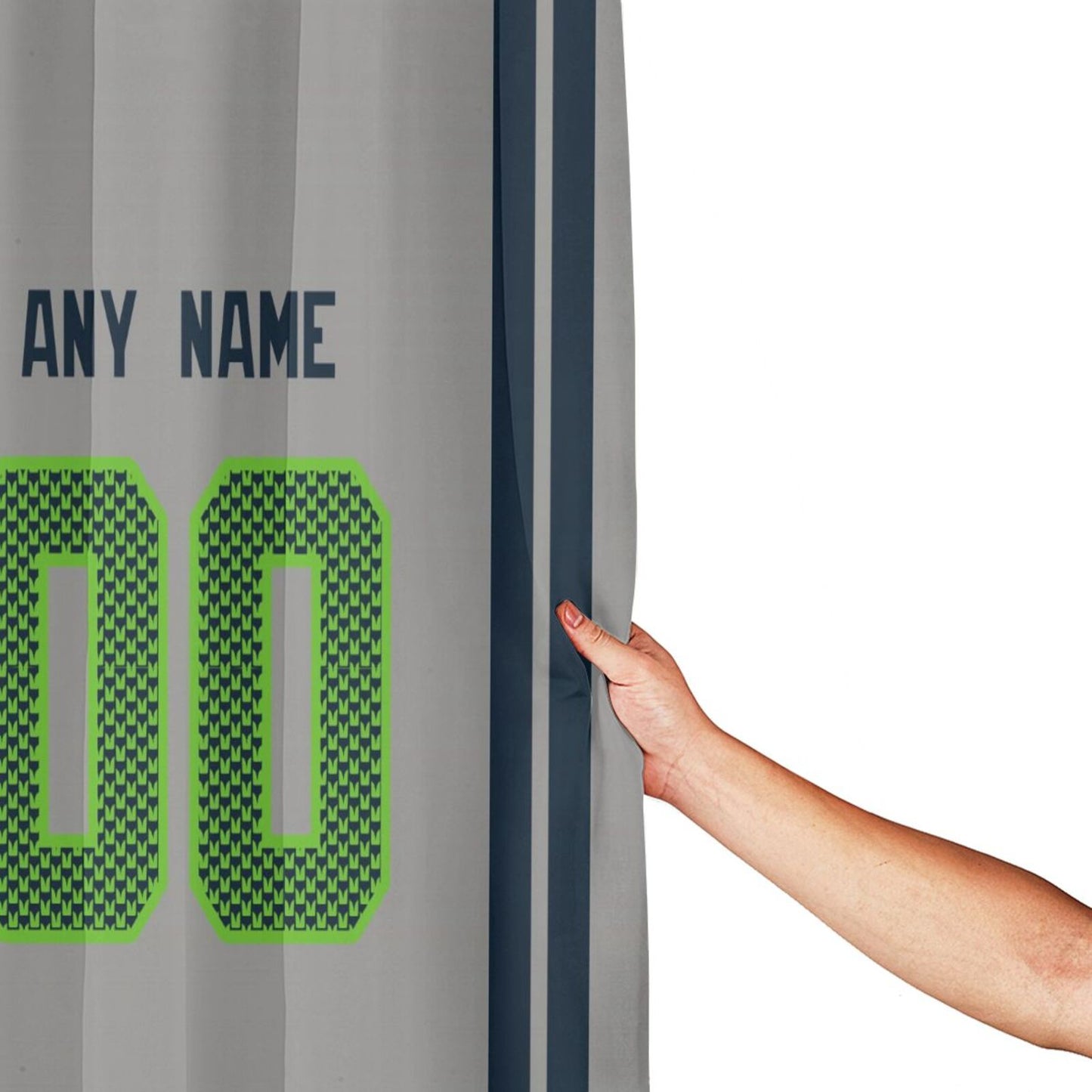 Custom Football Seattle Seahawks style personalized shower curtain custom design name and number set of 12 shower curtain hooks Rings