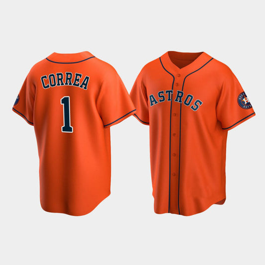 Baseball Houston Astros #1 Carlos Correa Orange Stitched Jersey