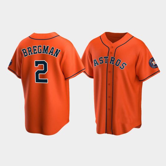 Baseball Houston Astros #2 Alex Bregman Orange Stitched Jersey