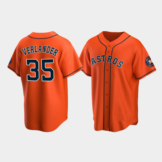 Baseball Houston Astros #35 Justin Verlander Orange Stitched Jerseys