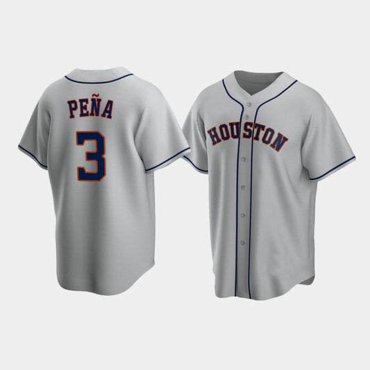 Baseball Houston Astros #3 Jeremy Pena Grey Stitched Jersey