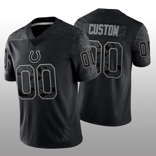 Custom Football Indianapolis Colts Stitched Black RFLCTV Limited Jersey
