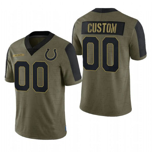 Custom IN.Colts Olive 2022 Salute To Service Limited Football Jerseys