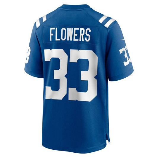 IN.Colts #33 Dallis Flowers Royal Game Player Jersey Stitched American Football Jerseys