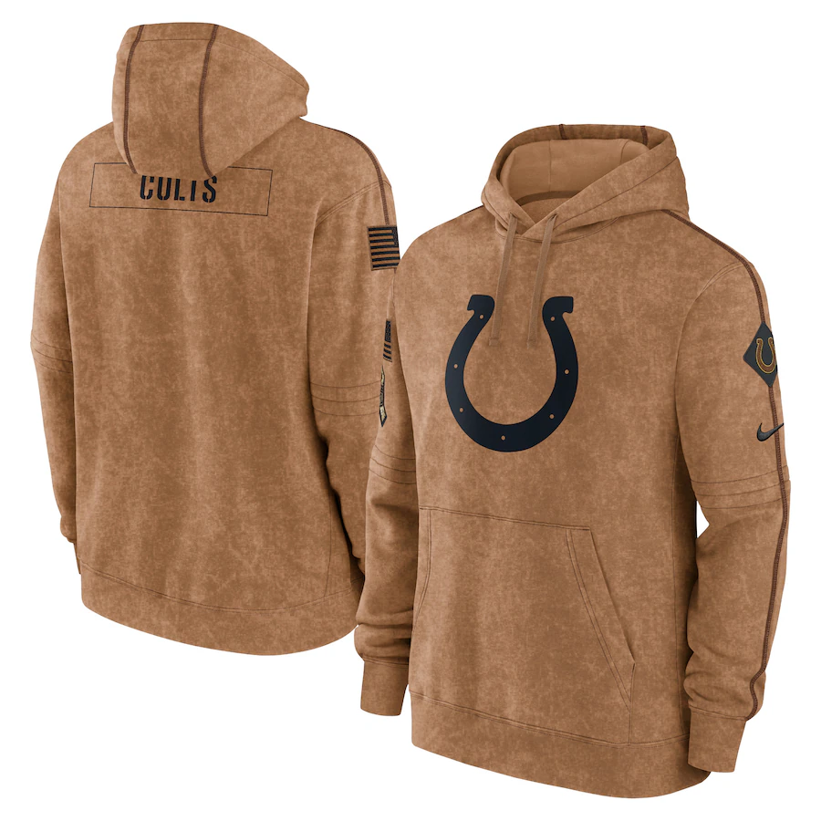 IN.Colts Blank Brown 2023 Salute To Service Club Pullover Hoodie