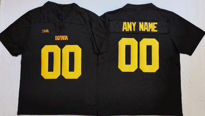 Custom Football Iowa Hawkeyes Black Jersey Mens Youth Women Short Sleeve American College Jerseys