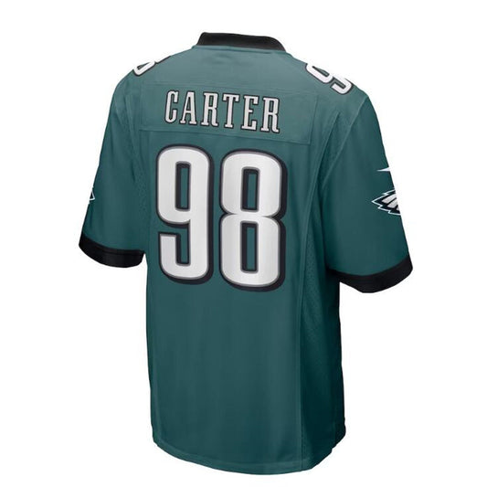 P.Eagles #98 Jalen Carter 2023 Draft First Round Pick Game Jersey - Midnight Green Stitched American Football Jerseys
