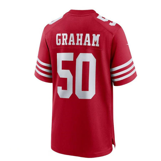 SF.49ers #50 Jalen Graham Team Game Jersey - Scarlet Stitched American Football Jerseys