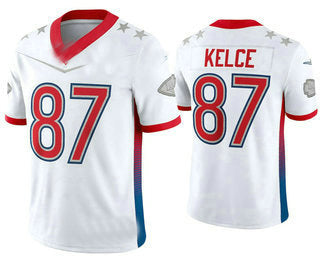 KC.Chiefs #87 Travis Kelce White 2022 Pro Bowl Vapor Untouchable Stitched Limited Jersey American Football Jerseys