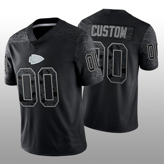 Custom Football Kansas City Chiefs Stitched Black RFLCTV Limited Jersey