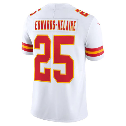 KC.Chiefs #25 Clyde Edwards-Helaire White Vapor Limited Jersey Stitched American Football Jerseys