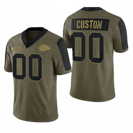 Custom KC.Chiefs Olive 2022 Salute To Service Limited Football Jersey