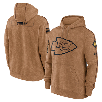 KC.Chiefs Blank Brown 2023 Salute To Service Club Pullover Hoodie