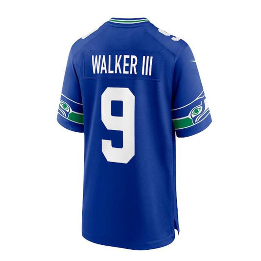 S.Seahawks #9 Kenneth Walker III Throwback Player Game Jersey - Royal Stitched American Football Jerseys
