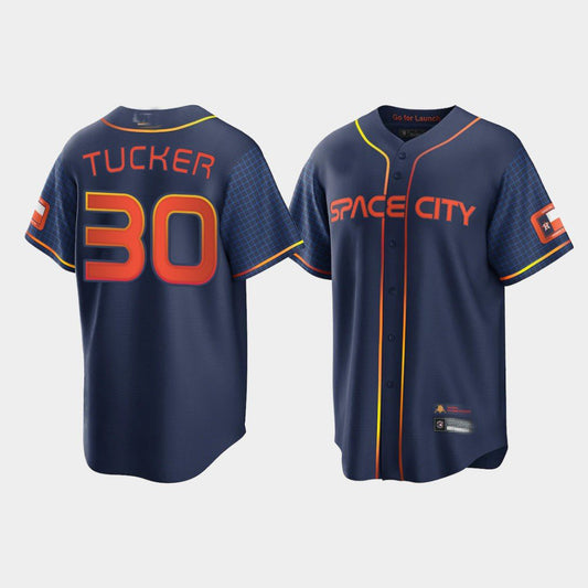 Baseball Jerseys New Houston Astros 30 Kyle Tucker Navy Stitched 2022 Space City Connect Jerseys
