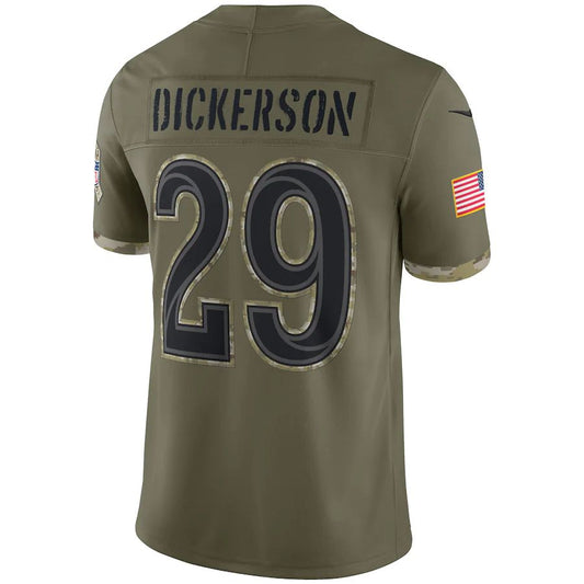 LA.Rams #29 Eric Dickerson Olive 2022 Salute To Service Retired Player Limited Jersey Stitched American Football Jersey