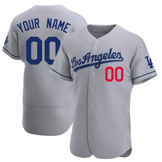 Custom Men Los Angeles Dodgers Grey Stitched Jersey Letter And Numbers Birthday Gift