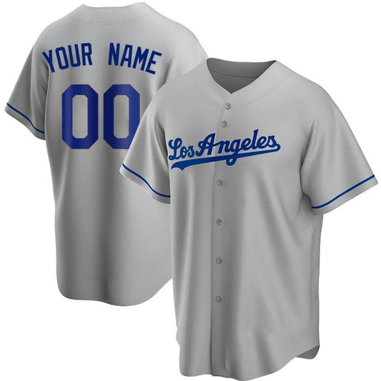 Custom Baseball Los Angeles Dodgers Grey Stitched Jerseys Men Youth Women Letter And Numbers Birthday Gift