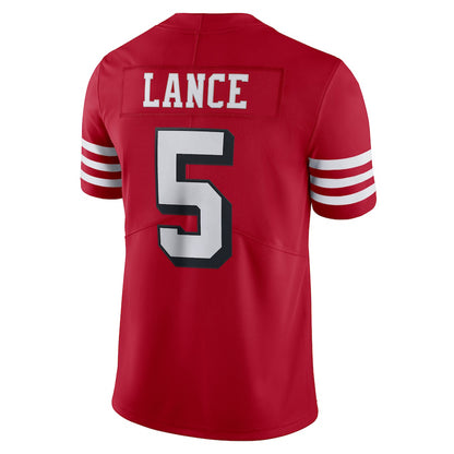 Custom 5 Trey Lance New SF.49ers Red Black Stitched American Football Jerseys 2022