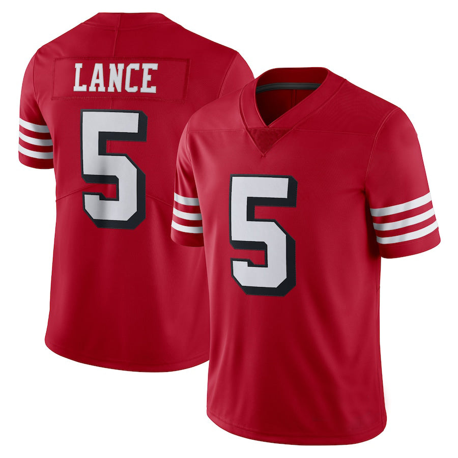 Custom 5 Trey Lance New SF.49ers Red Black Stitched American Football Jerseys 2022