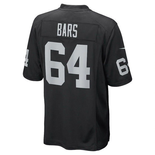 LV.Raiders #64 Alex Bars Black Game Player Jersey Stitched American Football Jerseys