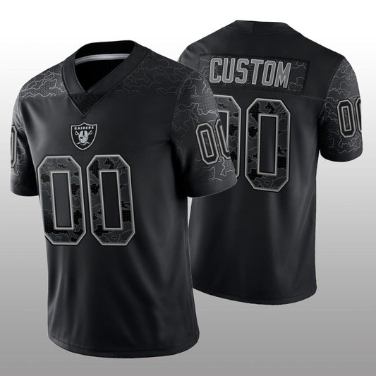 Custom Football Las Vegas Raiders Stitched Black RFLCTV Limited Jersey