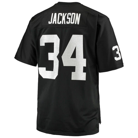 LV.Raiders #34 Bo Jackson Mitchell & Ness Black Big & Tall 1988 Retired Player Replica Jersey Stitched American Football Jerseys