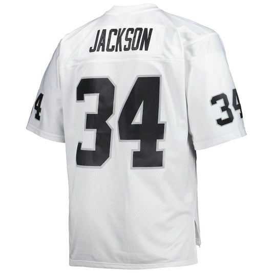 LV.Raiders #34 Bo Jackson Mitchell & Ness White Big & Tall 1988 Retired Player Replica Jersey Stitched American Football Jerseys