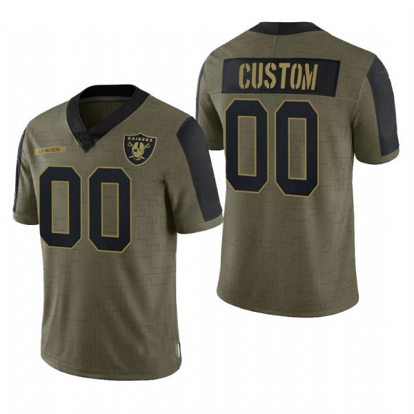 Custom LV.Raiders Football Olive 2022 Salute To Service Limited Jersey