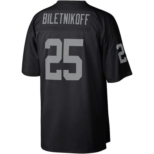 LV.Raiders #25 Fred Biletnikoff Mitchell & Ness Black Legacy Replica Jersey Stitched American Football Jerseys
