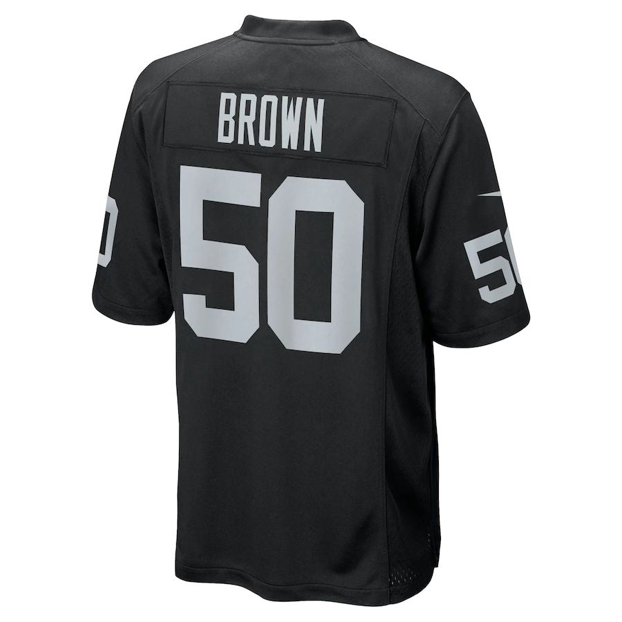 LV.Raiders #50 Jayon Brown Black Game Jersey Stitched American Football Jerseys