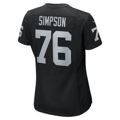 LV.Raiders #76 John Simpson Black Game Jersey Stitched American Football Jerseys