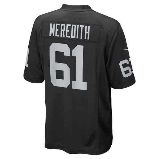 LV.Raiders #61 Jordan Meredith Black Game Player Jersey Stitched American Football Jerseys