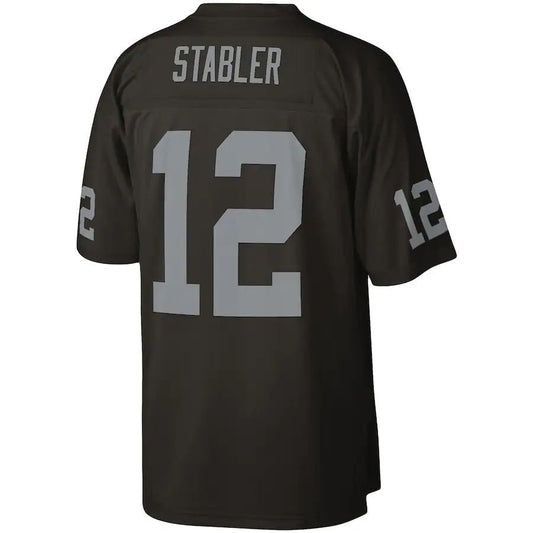 LV.Raiders #12 Ken Stabler Mitchell & Ness Black Legacy Replica Jersey Stitched American Football Jerseys