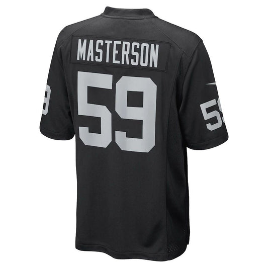 LV.Raiders #59 Luke Masterson Black Game Player Jersey Stitched American Football Jerseys