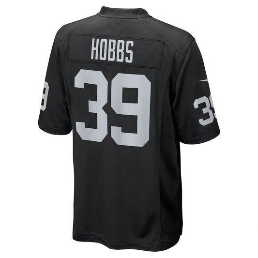 LV.Raiders #39 Nate Hobbs Black Game Jersey Stitched American Football Jerseys