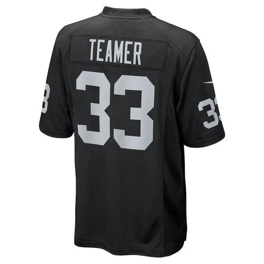 LV.Raiders #33 Roderic Teamer Black Game Jersey Stitched American Football Jerseys