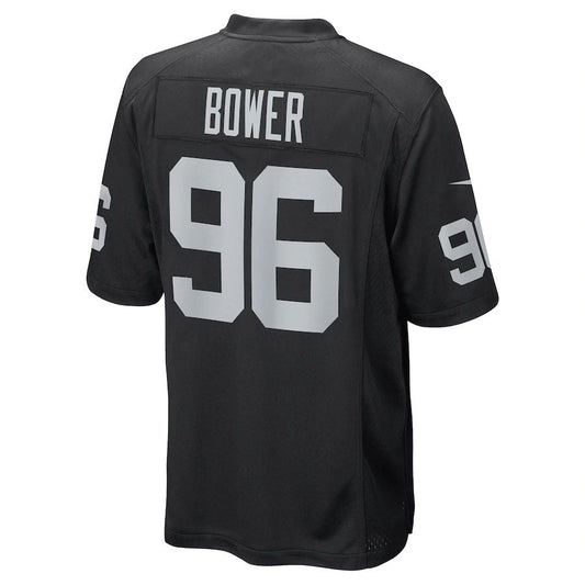 LV.Raiders #96 Tashawn Bower Black Game Player Jersey Stitched American Football Jerseys
