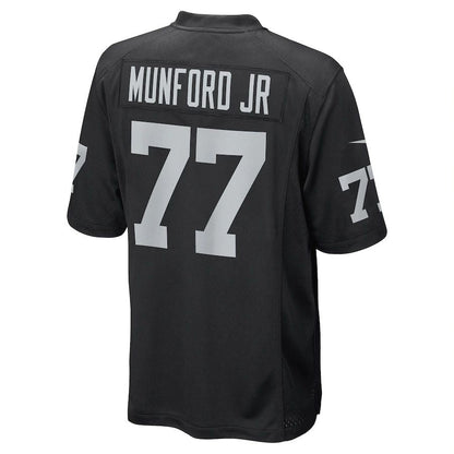 LV.Raiders #77 hayer Munford Jr. Black Game Player Jersey Stitched American Football Jerseys