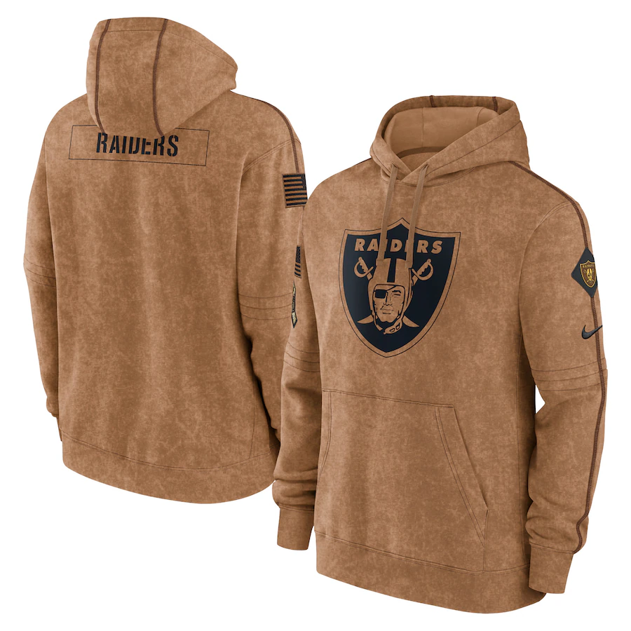 LV.Raiders Blank Brown 2023 Salute To Service Club Pullover Hoodie