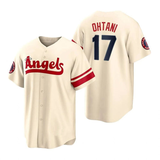 Baseball Los Angeles Angels #17 Shohei Ohtani Cream Stitched 2022 City Connect Jersey Men Youth Women