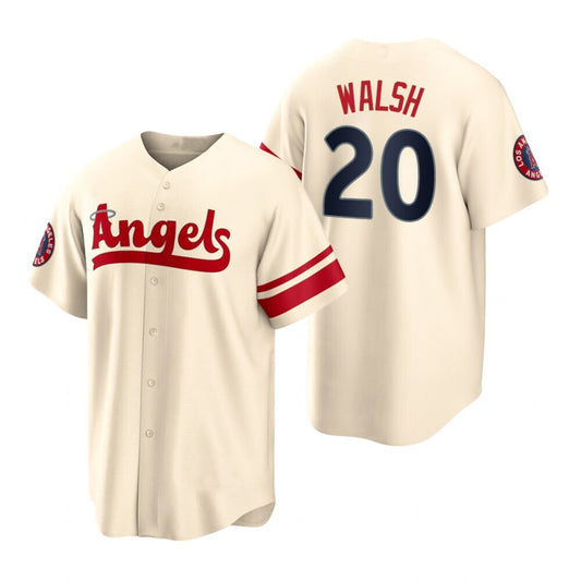 Baseball Los Angeles Angels #20 Jared Walsh Cream Stitched 2022 City Connect Jersey Men Youth Women