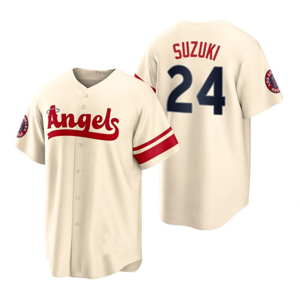 Baseball Los Angeles Angels #24 Kurt Suzuki Cream Stitched 2022 City Connect Jersey Men Youth Women